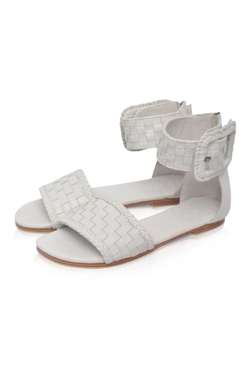 Pure White Madagascar Woven Leather Sandals