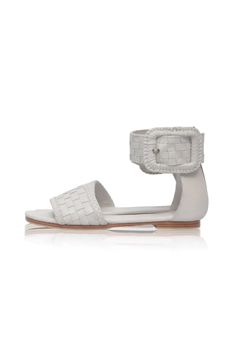 Pure White Madagascar Woven Leather Sandals