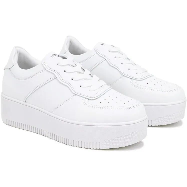 QUEEN HELENA X2612 Women's Platform White Sneakers