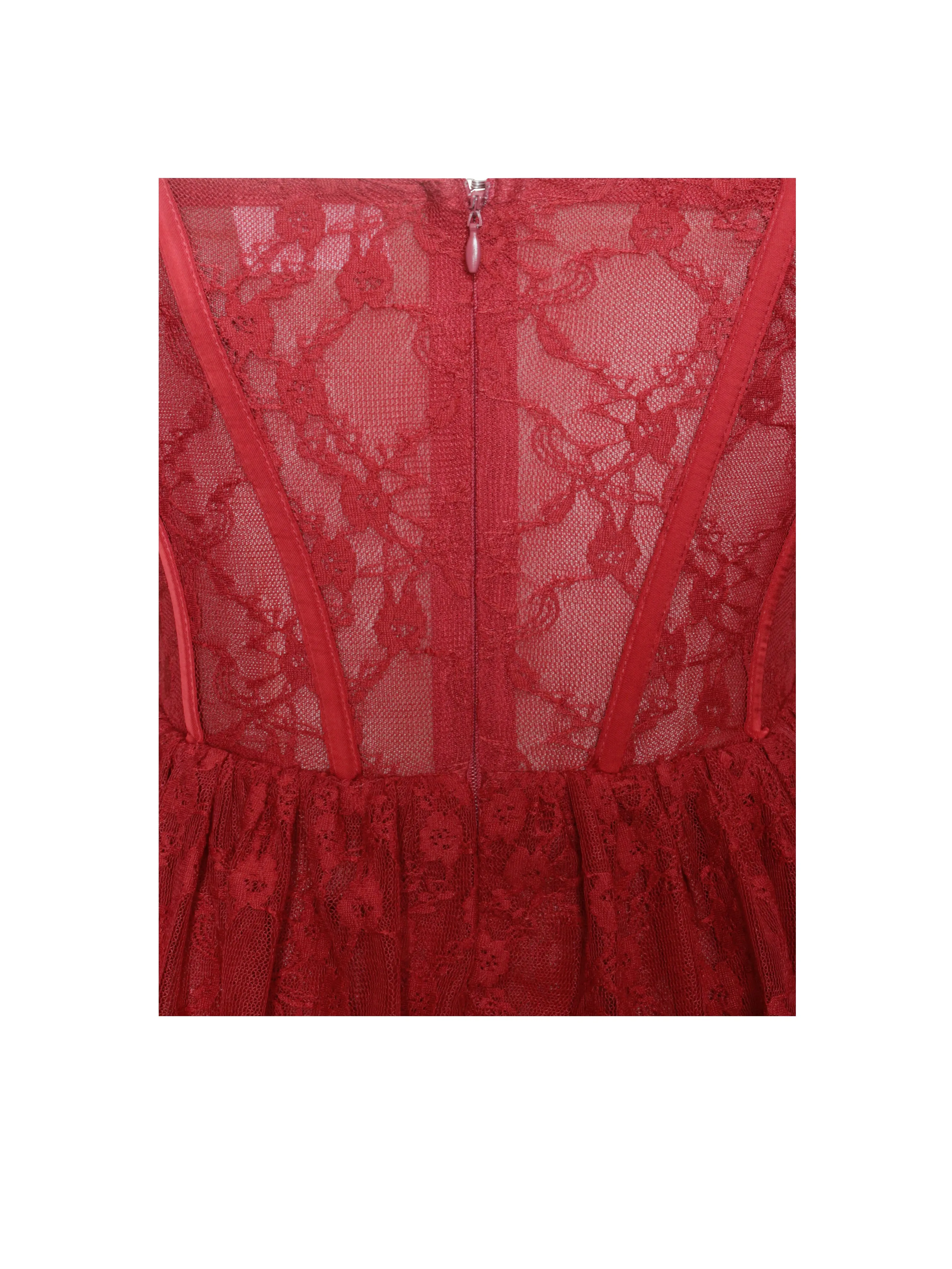 Quennell Burgundy Lace Corset Maxi Dress