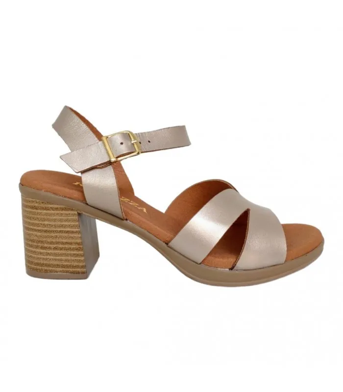 Ragazza Leather with heel Sandal- Gold 0744