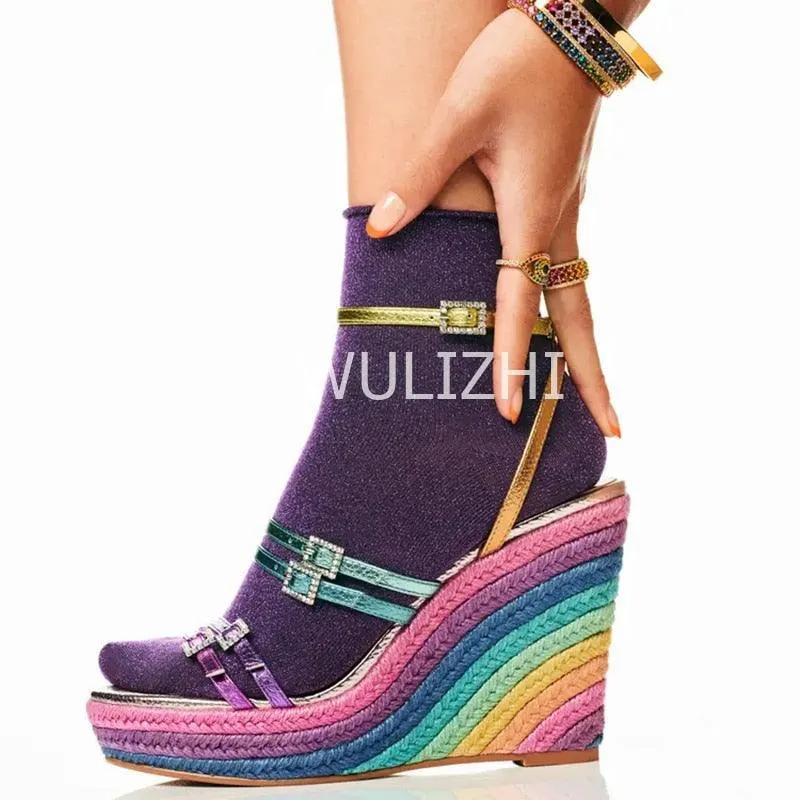 Rainbow Wedge Sandals Shoes