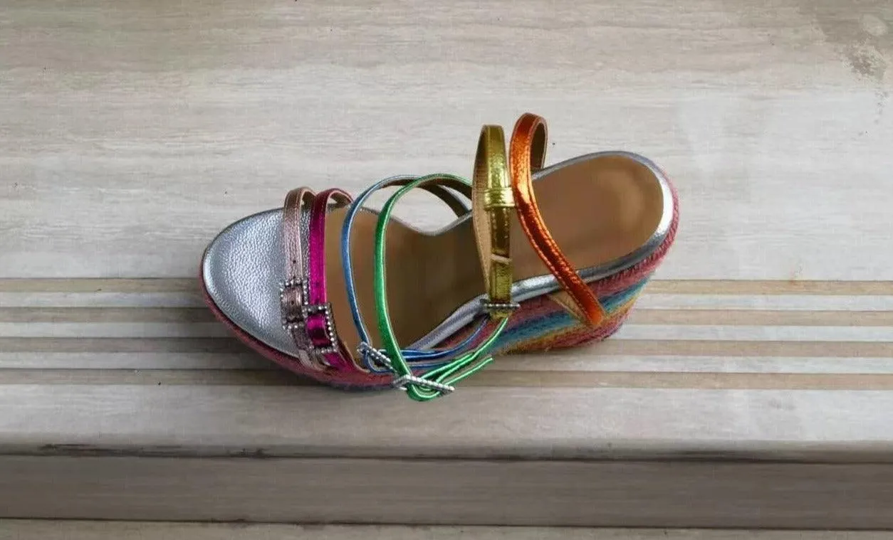 Rainbow Wedge Sandals Shoes