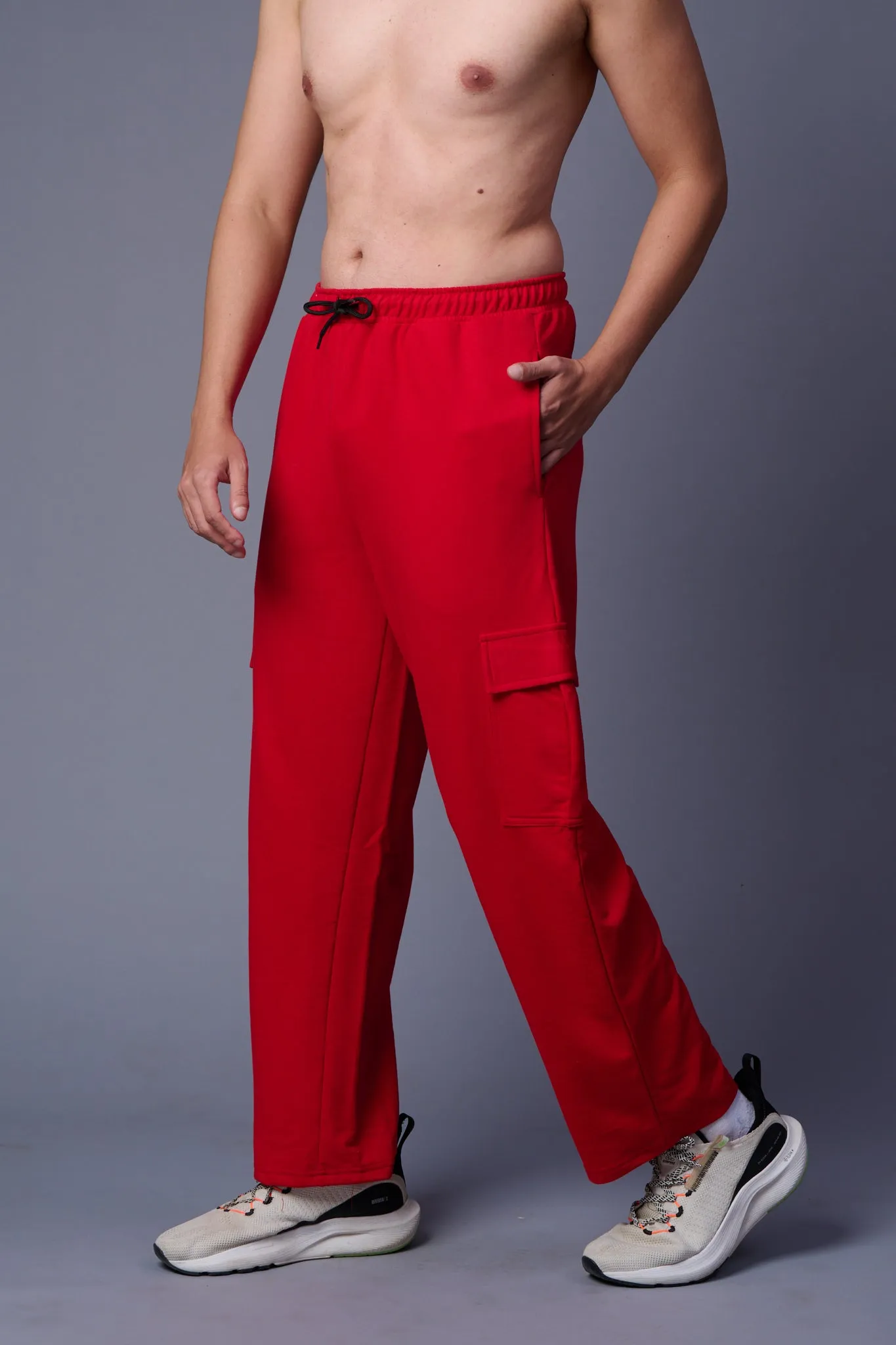 Red Cargo Joggers for Men