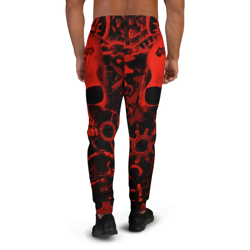 Red Steampunk Skull Slim Fit Men's Joggers