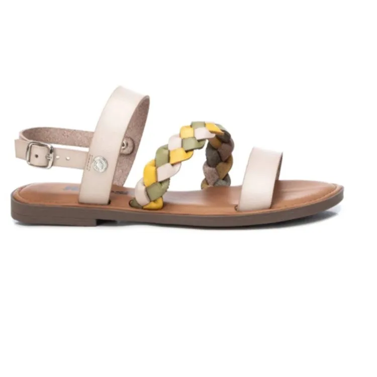 Beige Woven Flat Sandals for Women by Refresh