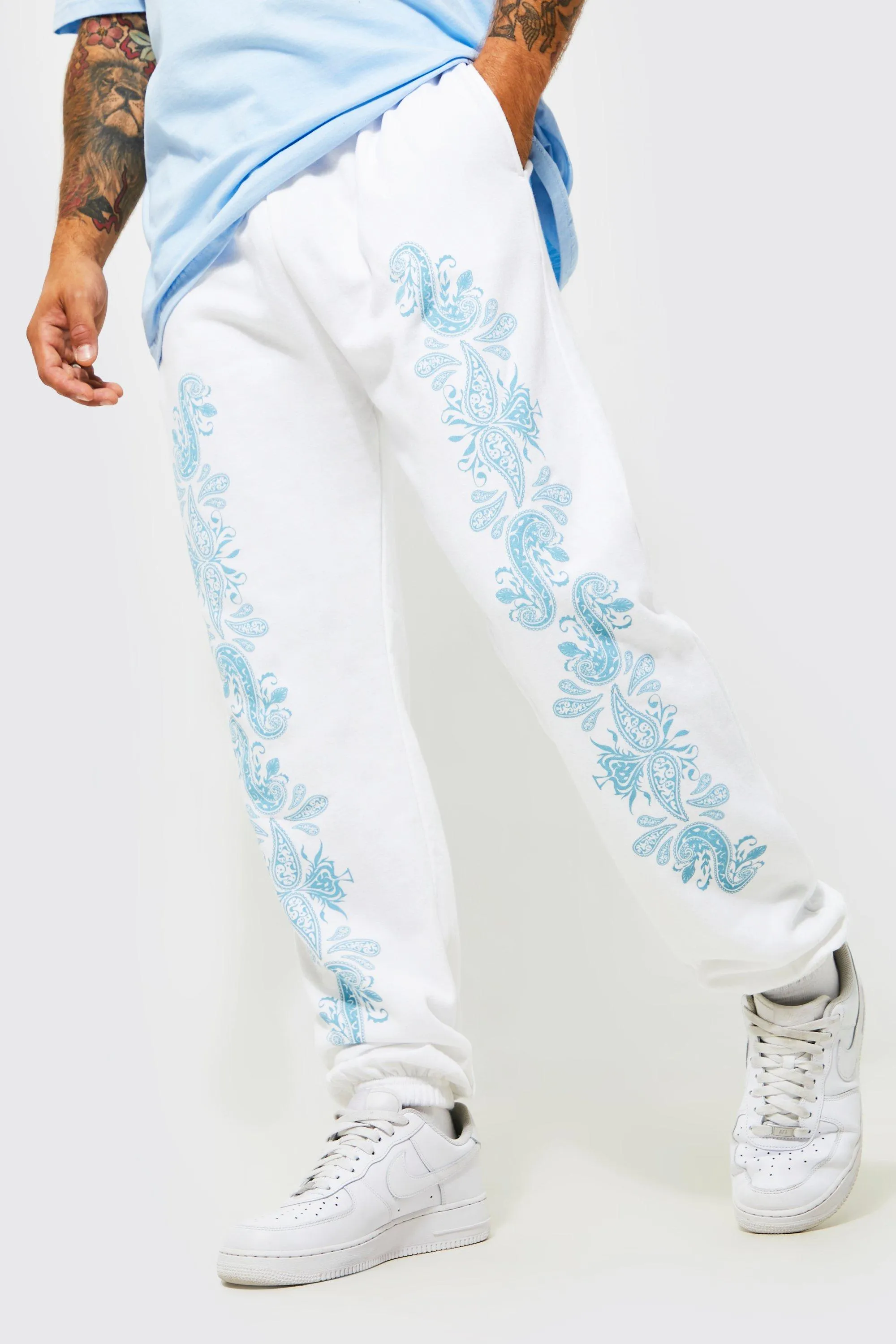 Regular Fit Paisley Print Joggers | boohooMAN UK