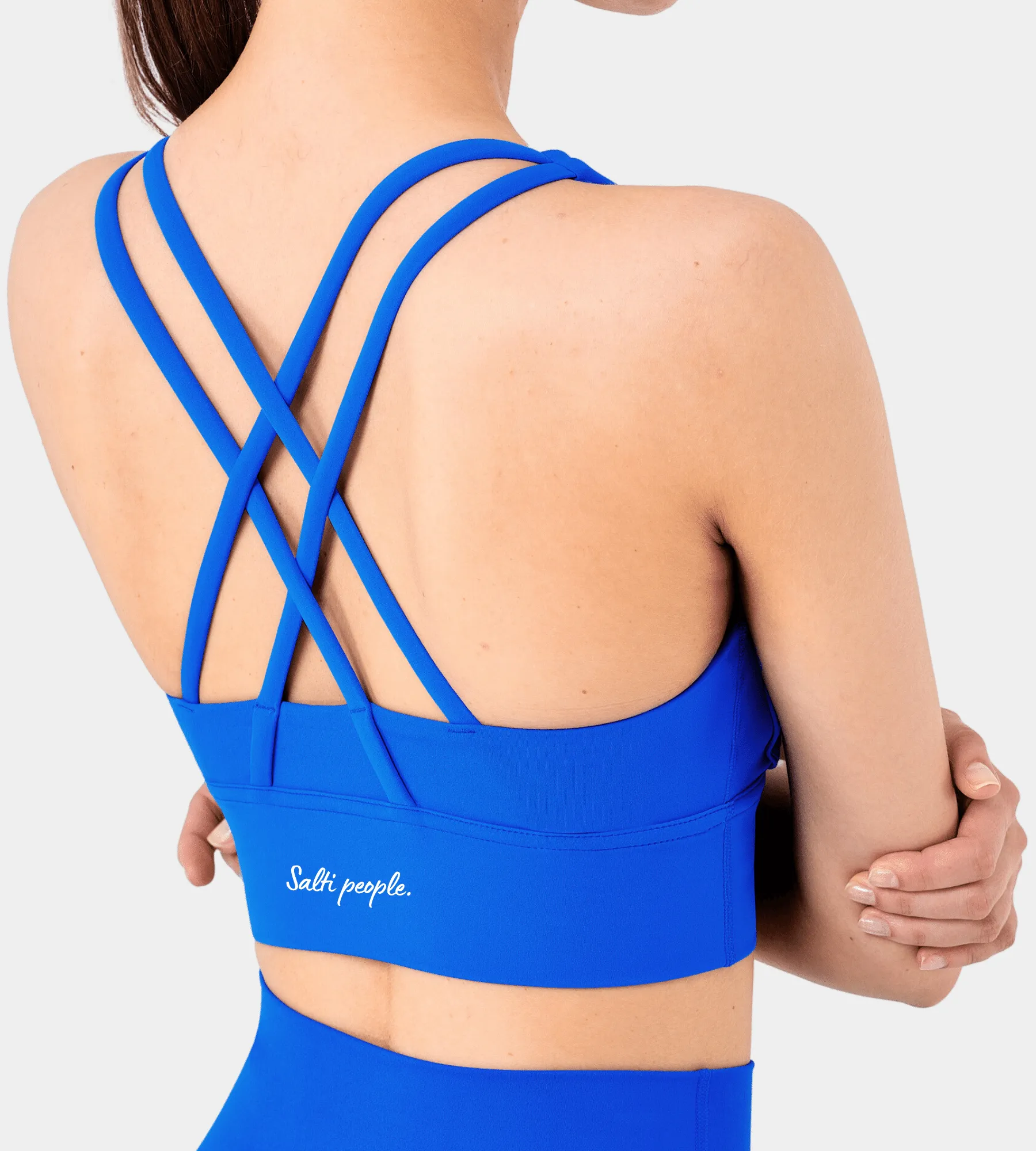 Remi cross-back sports bra: Cobalt blue