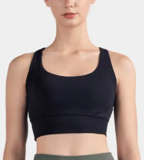 Remi cross-back sports bra: Midnight