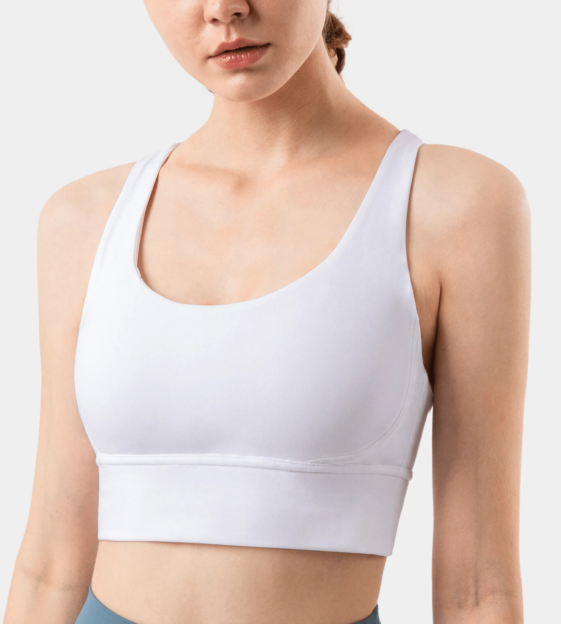 Remi cross-back sports bra: Snow