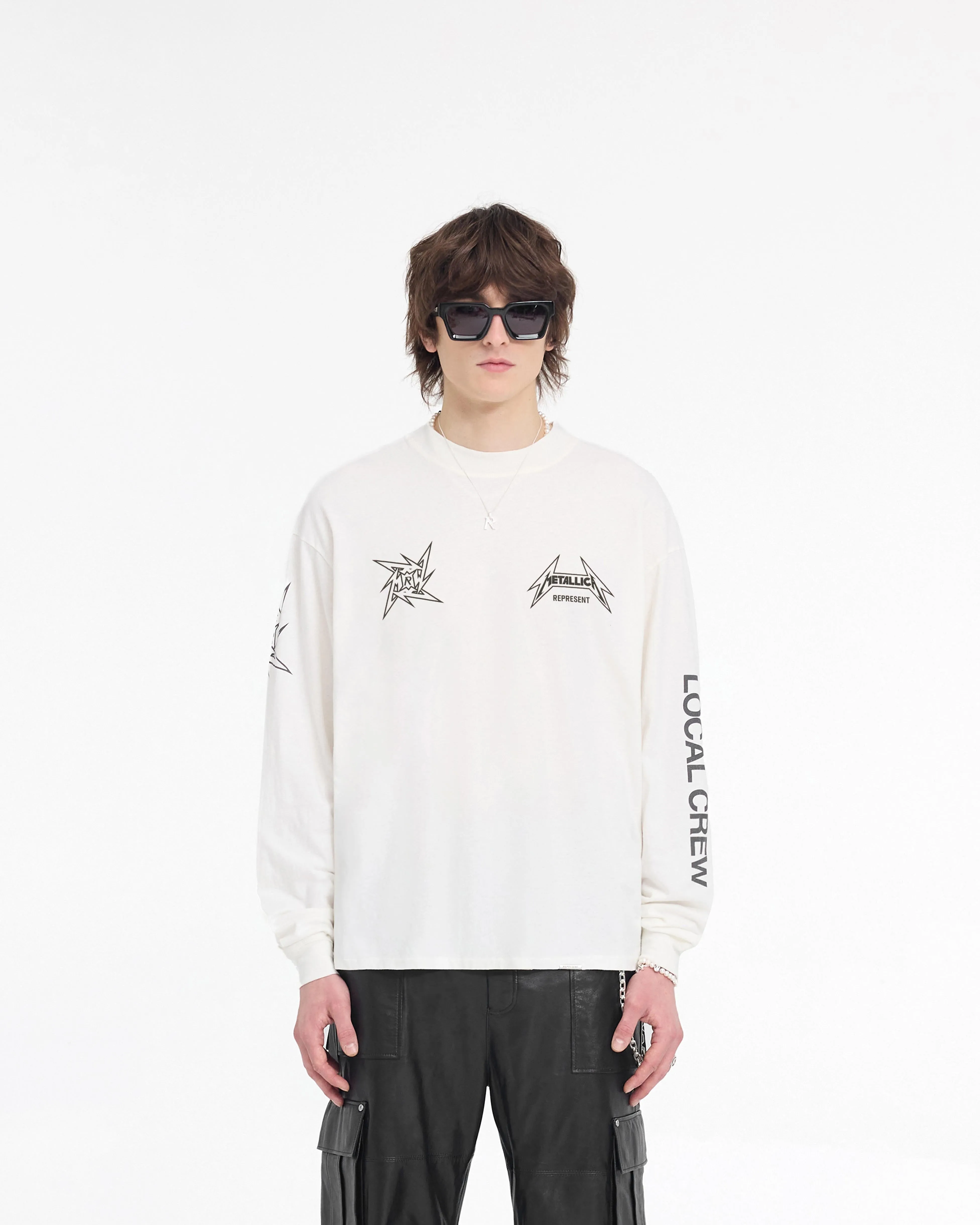 Represent X Metallica‚Ñ¢Ô∏è Local Crew Long Sleeve T-Shirt - Flat White