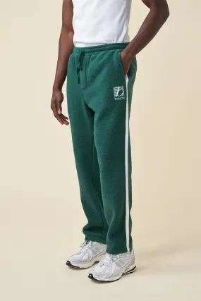 REVERSE FLEECE GRID STRAIGHT JOGGERS - BOTTLE GREEN