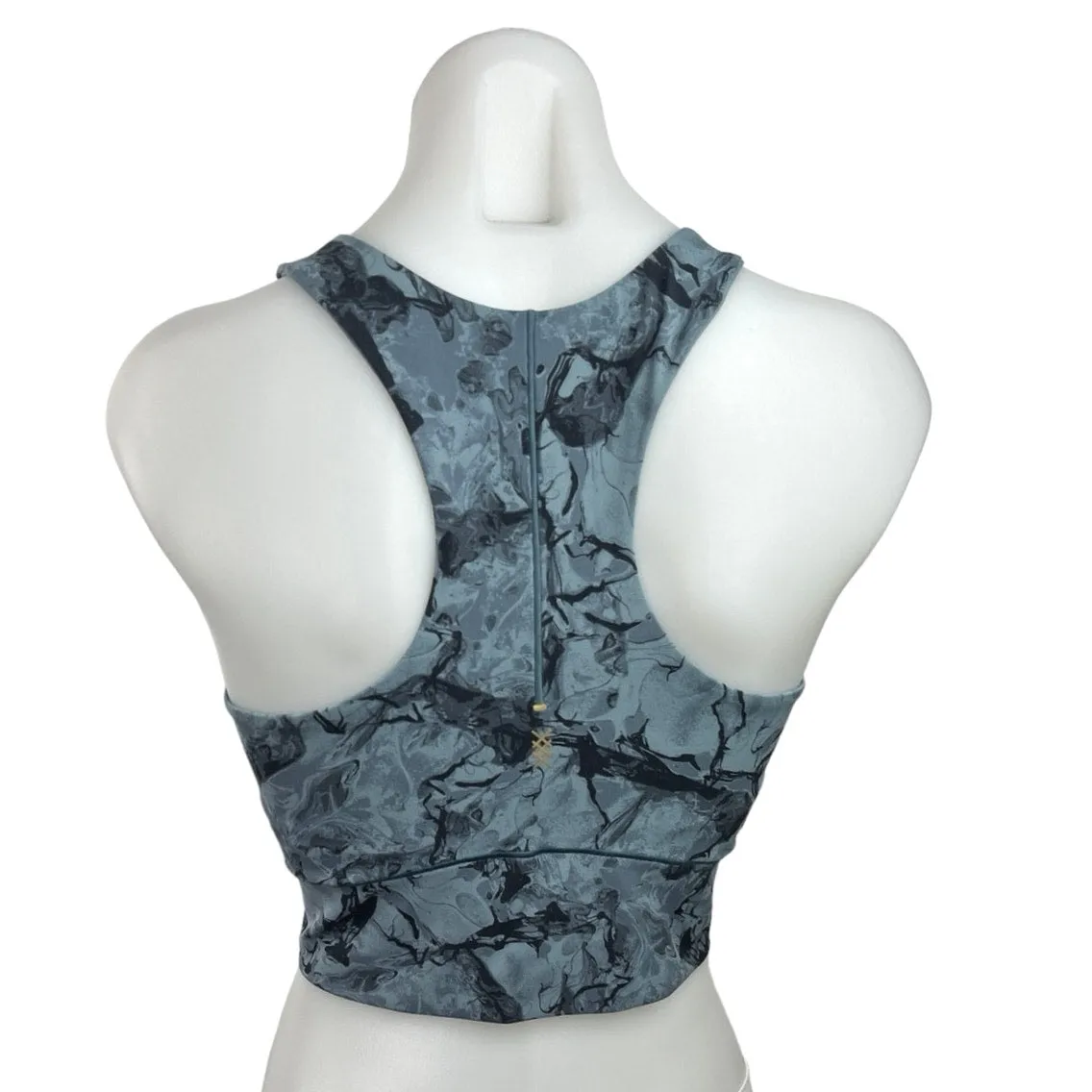 Rhone Revive Blue Multicolor Marble Print Racerback Activewear Gym Sports Bra  M