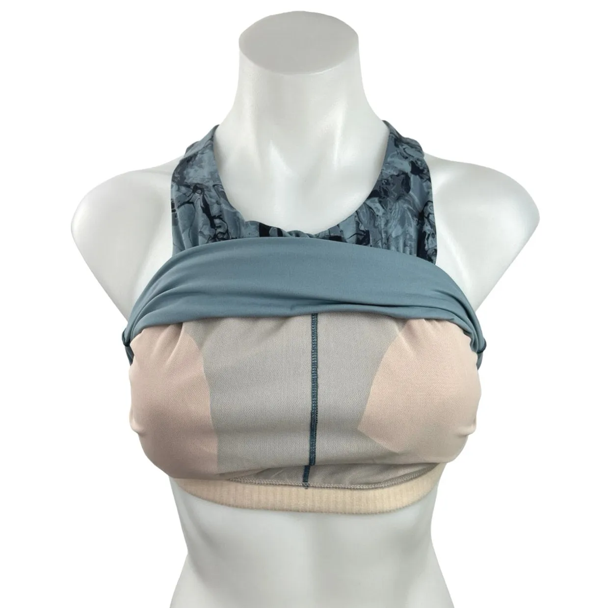 Rhone Revive Blue Multicolor Marble Print Racerback Activewear Gym Sports Bra  M