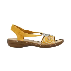 RIEKER SLINGBACK FLAT WITH ORNAMENT MUSTARD - WOMENS