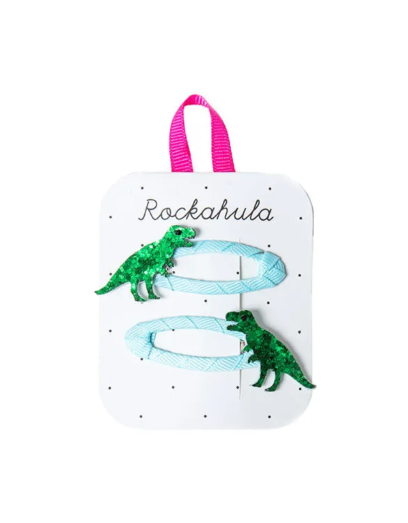 ROCKAHULA T-Rex Hair Clips - Glittery Dinosaur Accessories