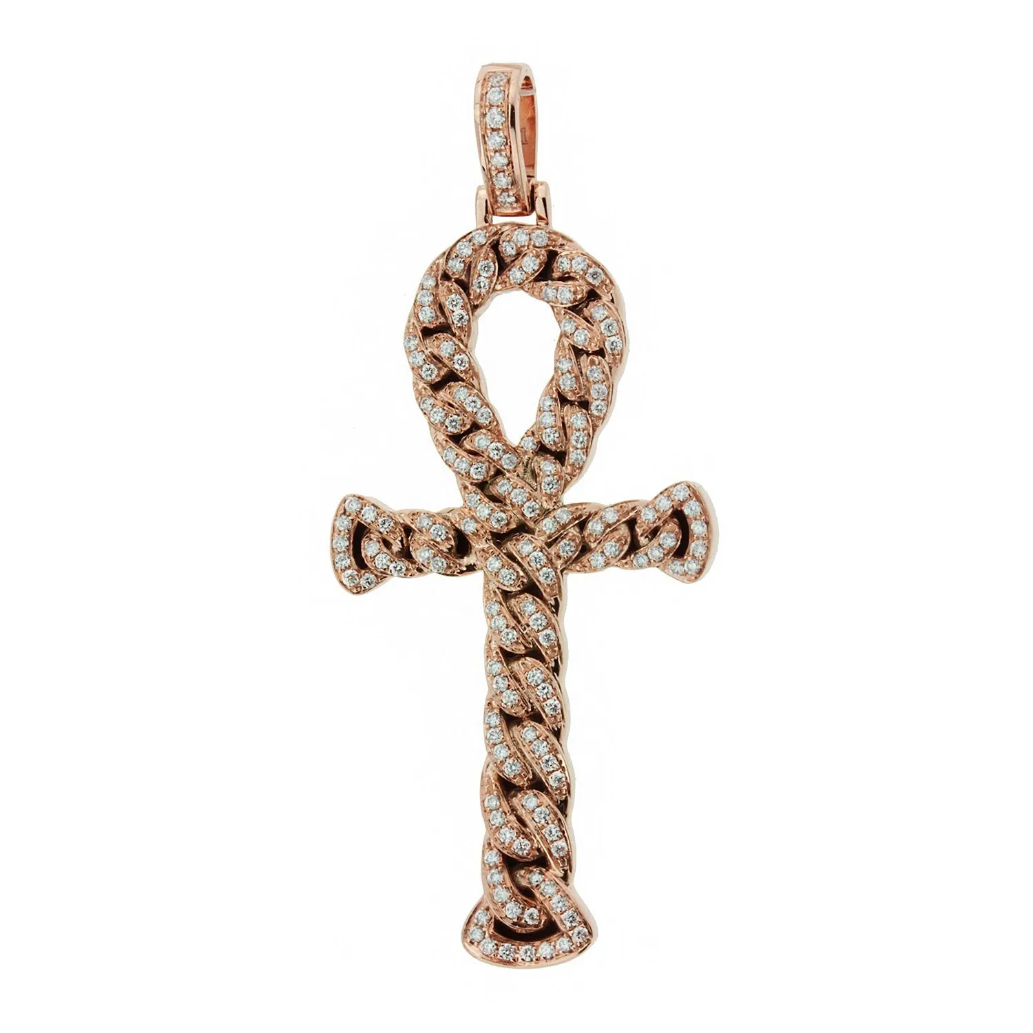 Rose Gold Diamond Ankh Pendant for Men