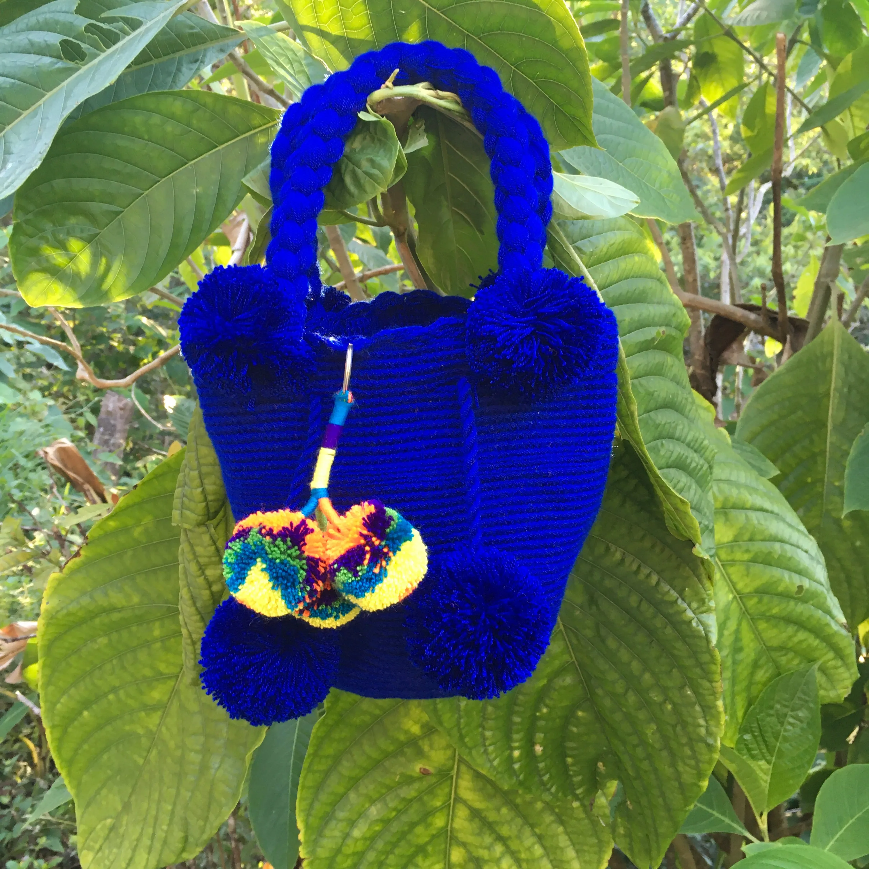 Royal Blue Pom Pom Mini Backpack