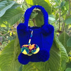 Royal Blue Pom Pom Mini Backpack