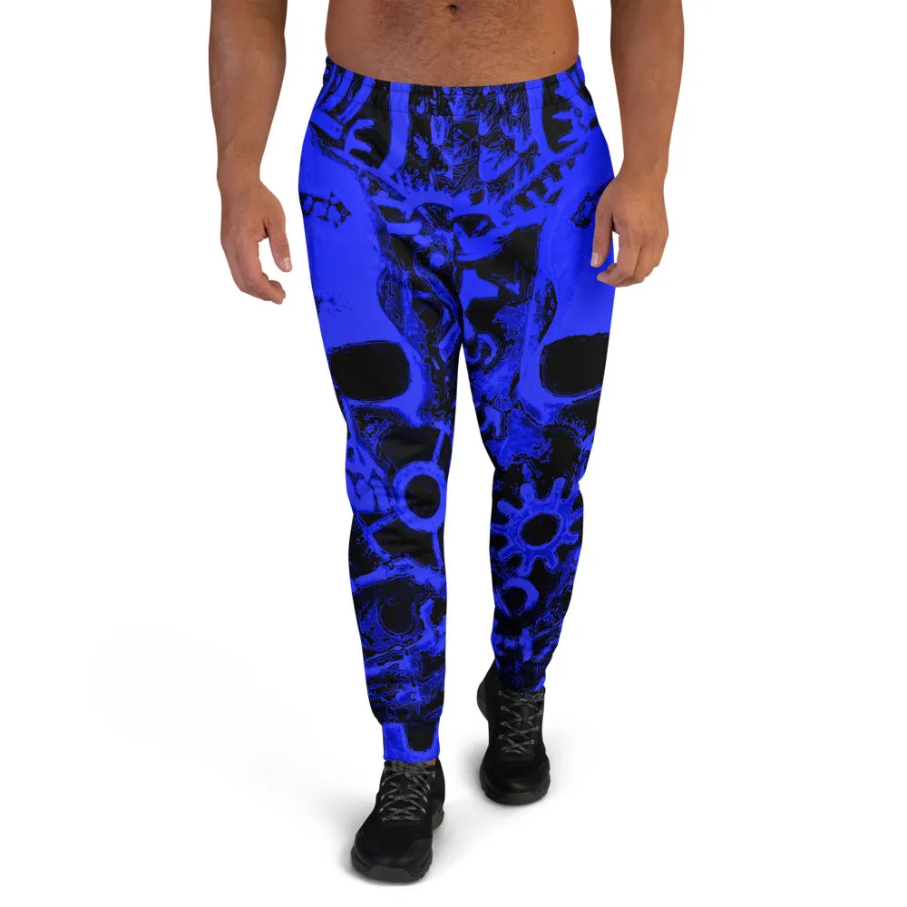 Royal Blue Steampunk Skull Slim Fit Men's Joggers