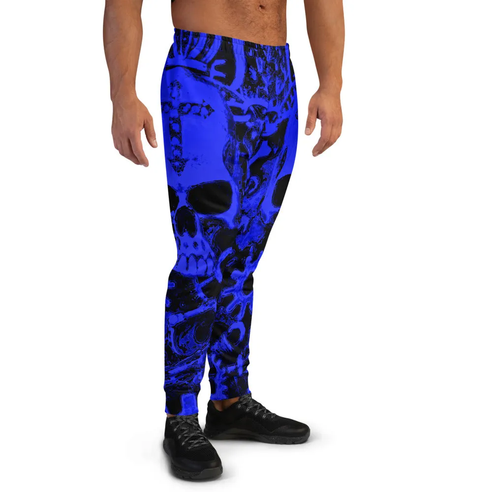 Royal Blue Steampunk Skull Slim Fit Men's Joggers