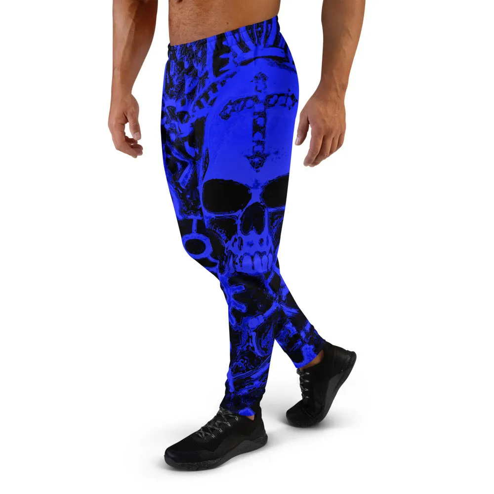 Royal Blue Steampunk Skull Slim Fit Men's Joggers