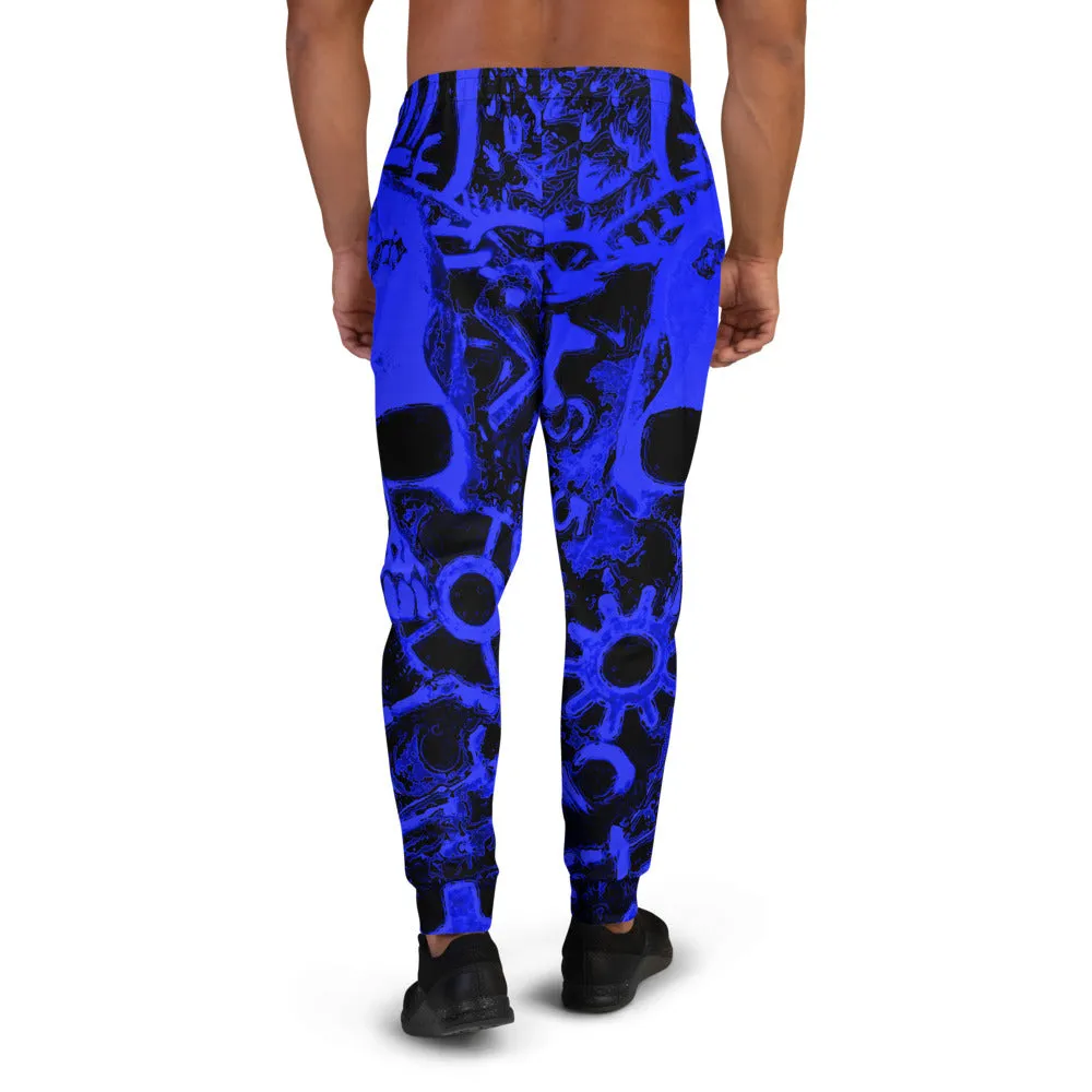 Royal Blue Steampunk Skull Slim Fit Men's Joggers