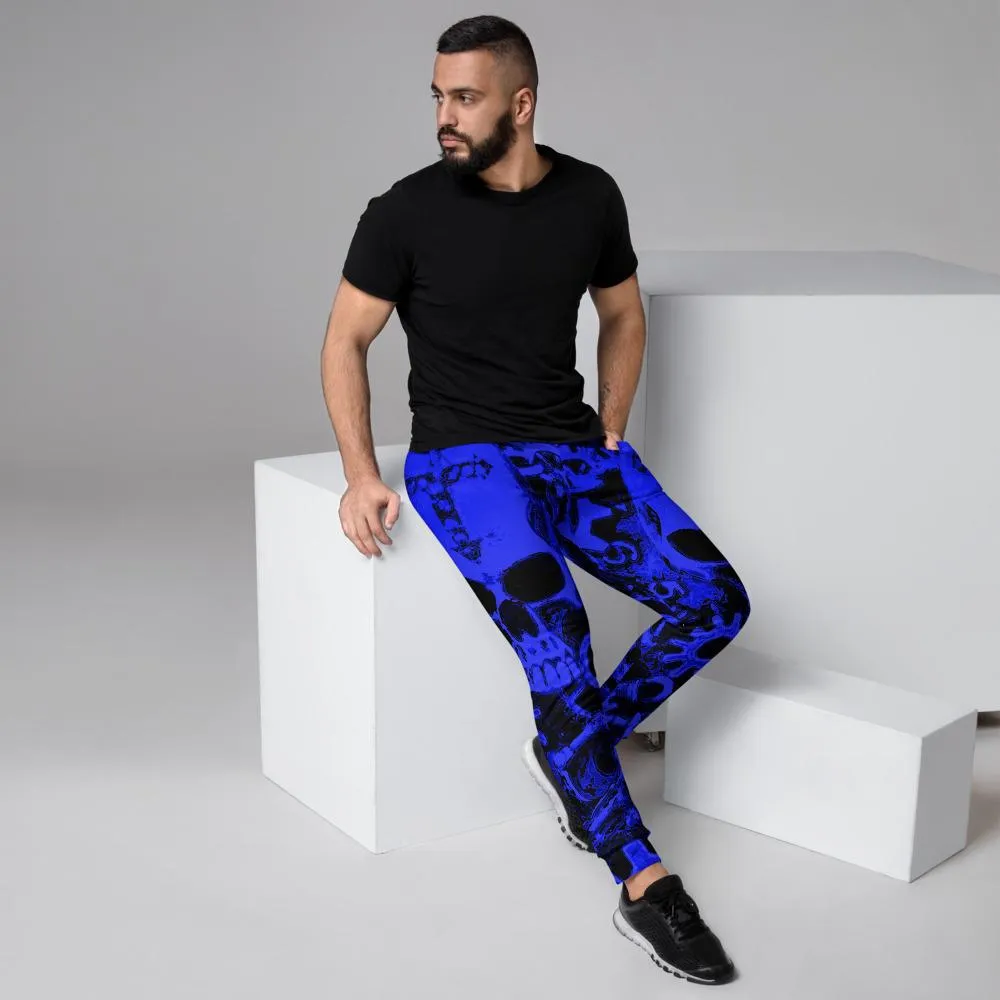 Royal Blue Steampunk Skull Slim Fit Men's Joggers