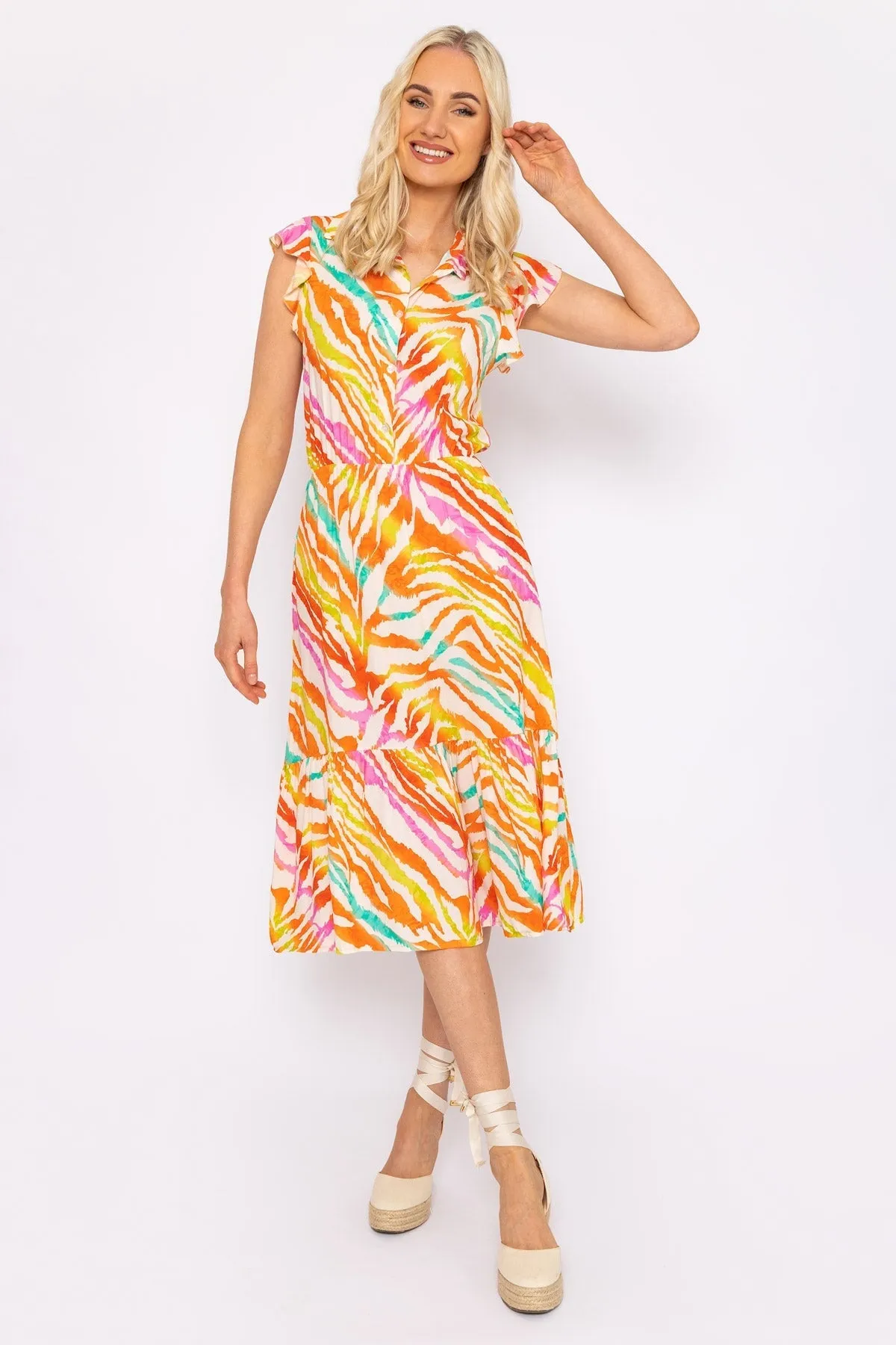 Sacha Zebra Printed Midi Dress