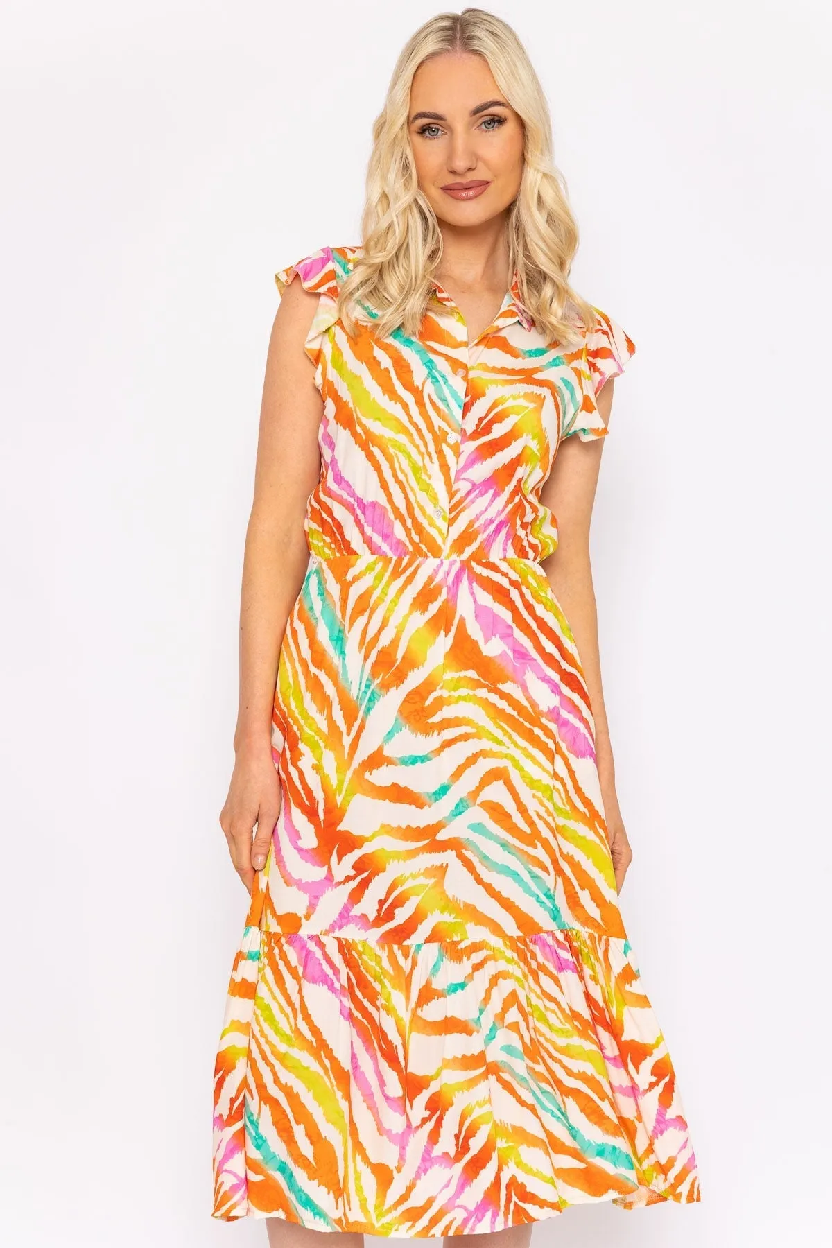 Sacha Zebra Printed Midi Dress