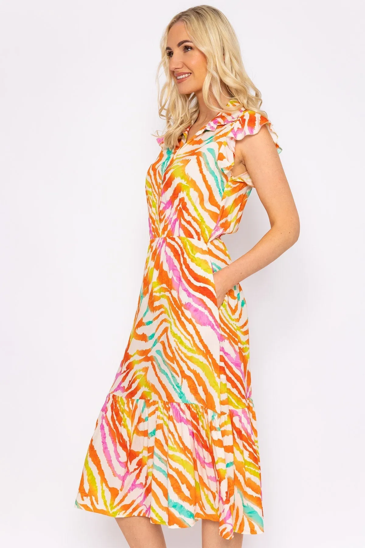 Sacha Zebra Printed Midi Dress