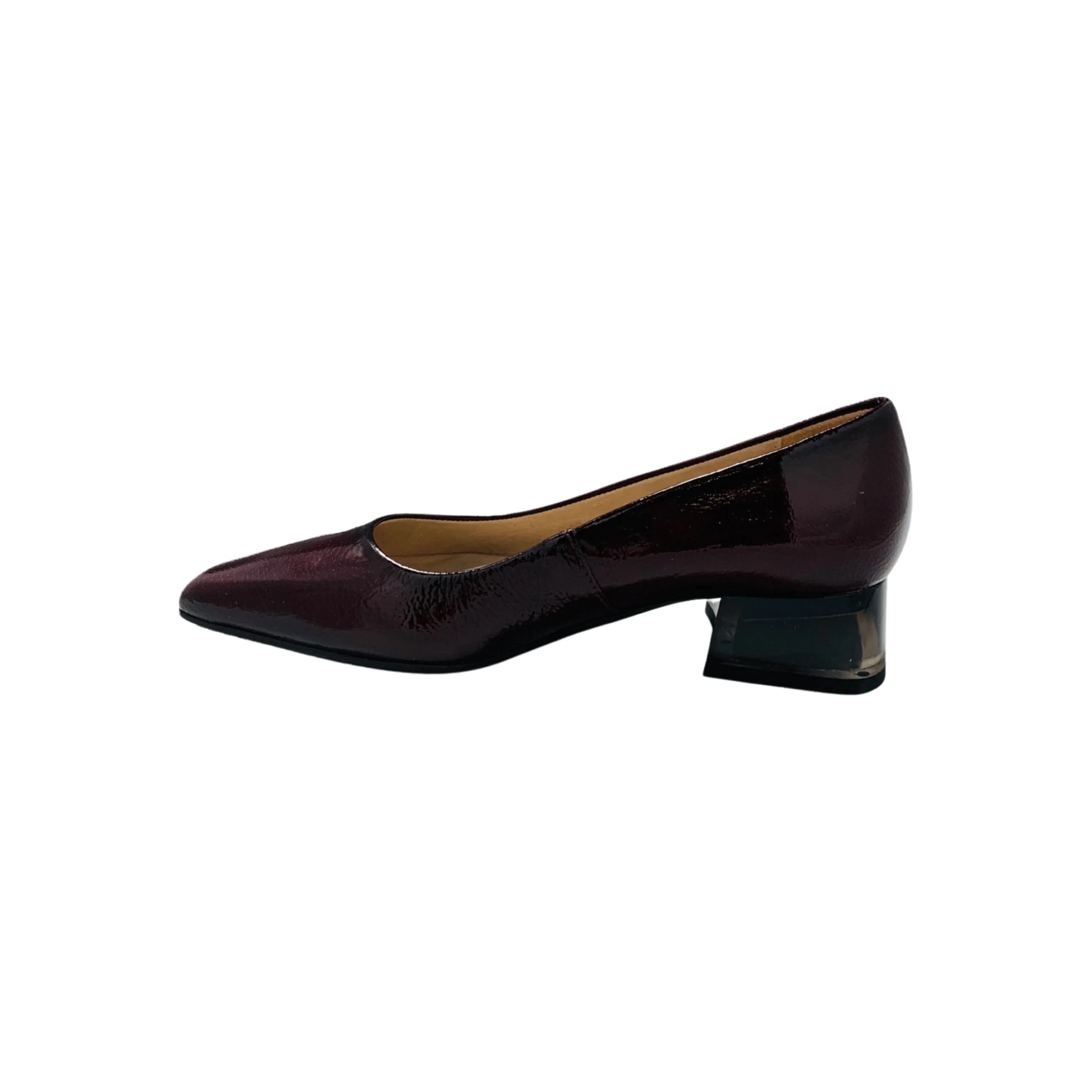 Sahara Burgundy Patent Low Heel