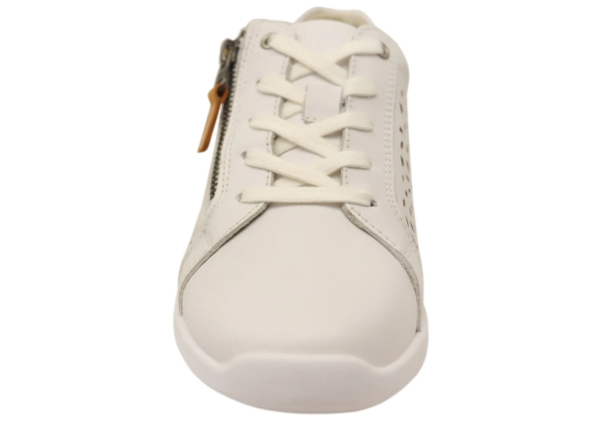 Scholl Orthaheel Womens North Punched Leather Sneakers Shoes