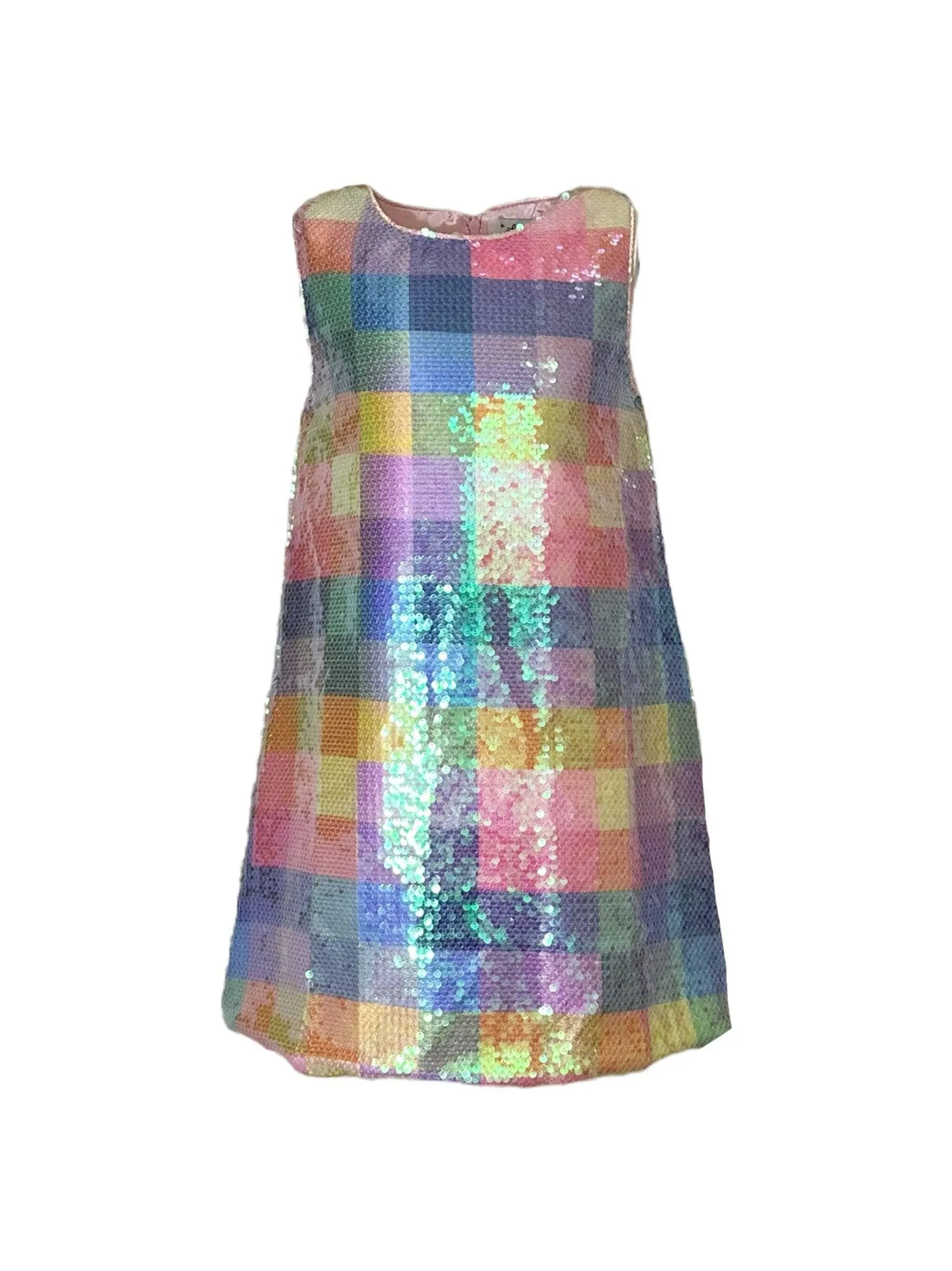 Sequin Plaid Pastel Tank Dress