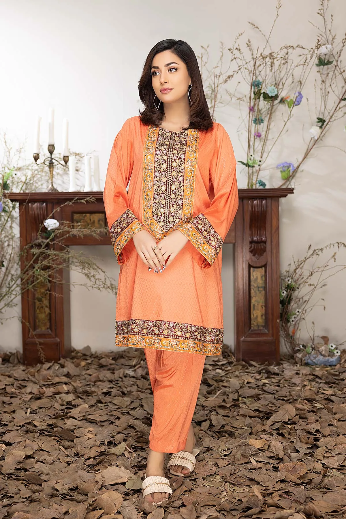 Silk Shirt and Trouser Set - Gripe Silk Pattern - CNP22-23-S-B