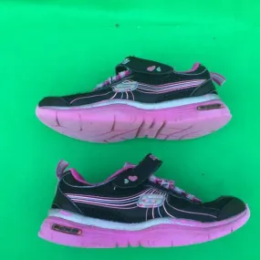 Skechers kid girl's fashion black running walking leather shoe size--12