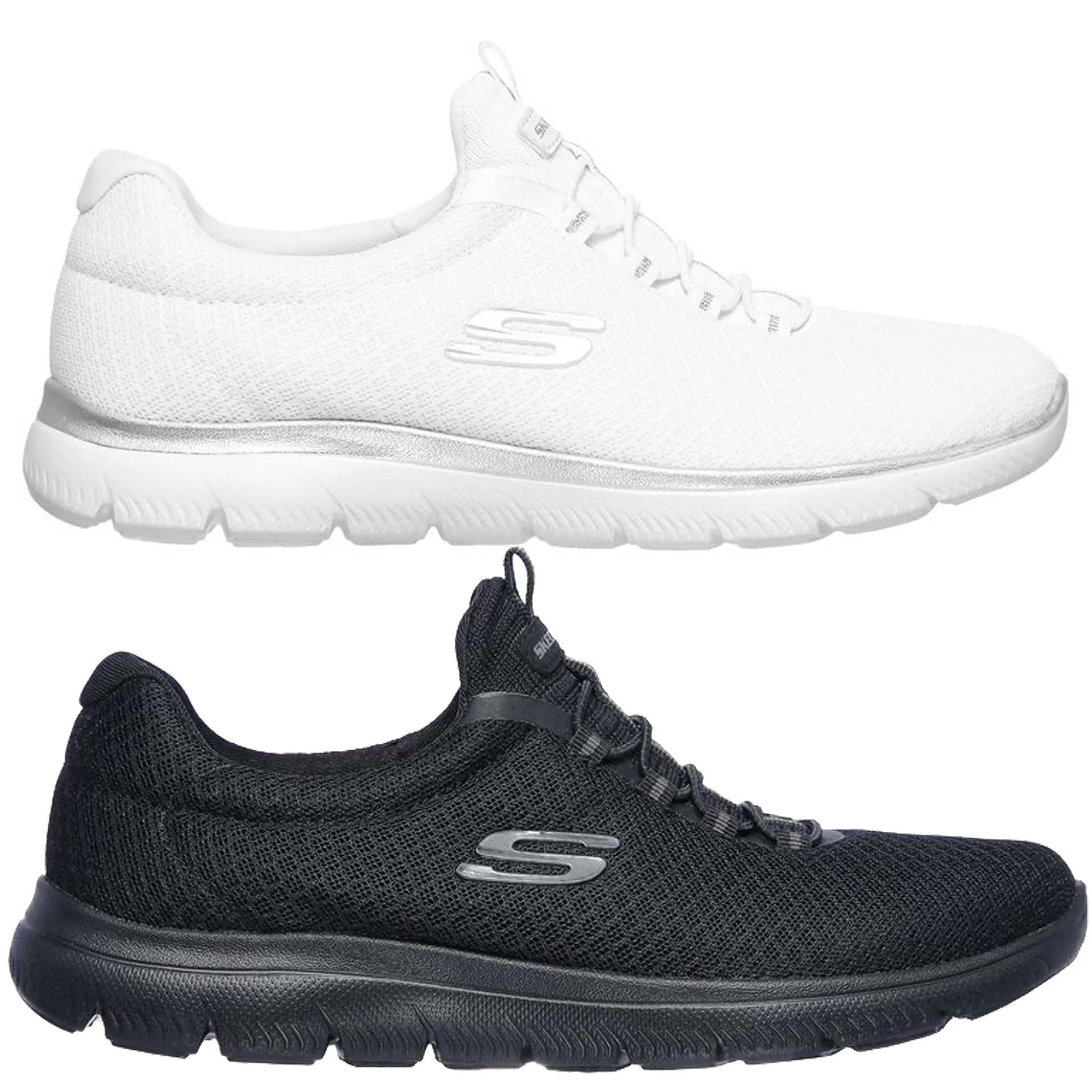 Women's black athletic shoes with memory foam - Skechers Summits 12980