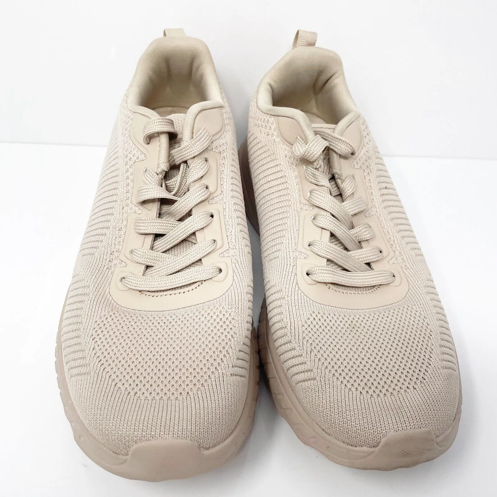 Skechers Womens Bobs Squad Chaos Face Off 117209 Beige Running Shoes Sneakers 7