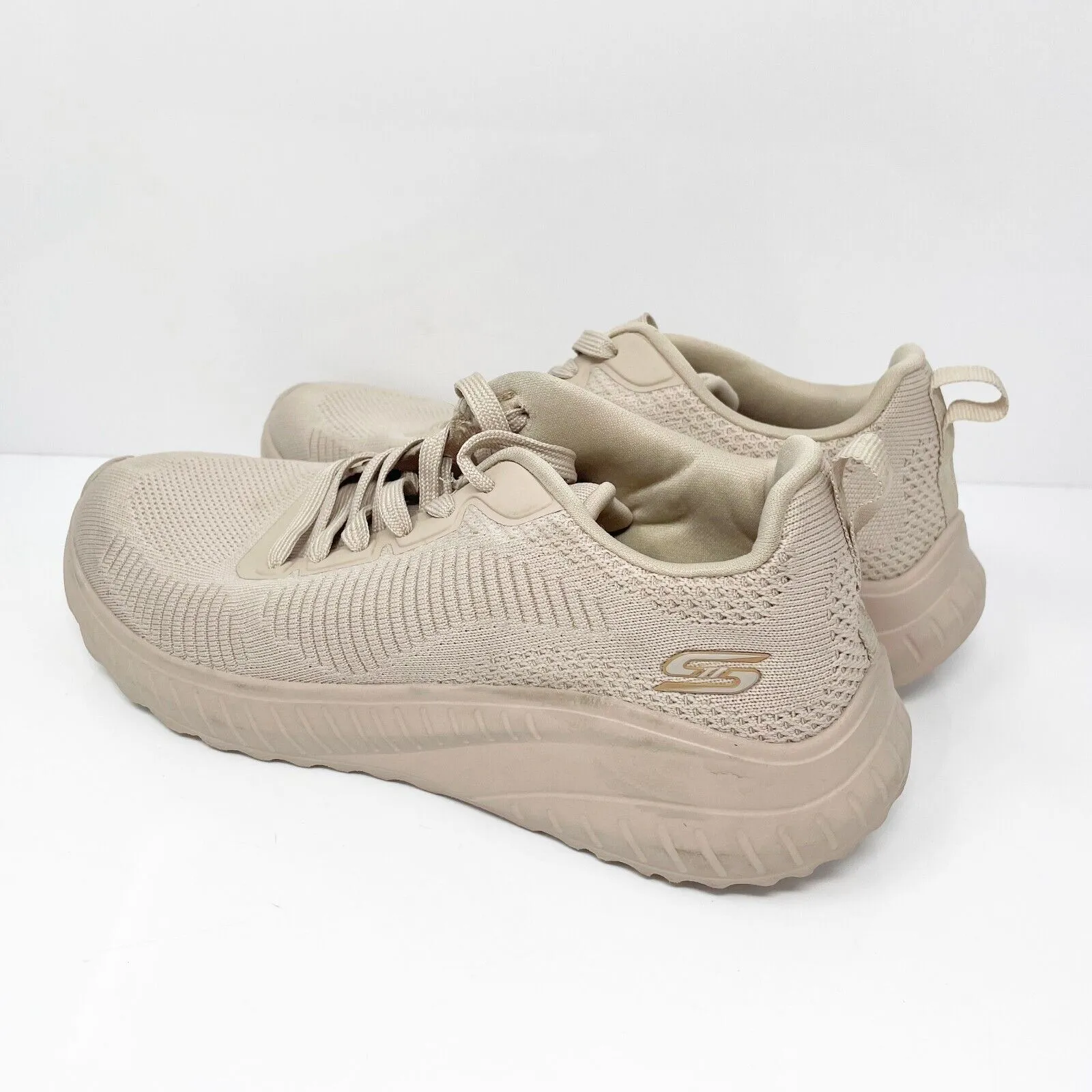 Skechers Womens Bobs Squad Chaos Face Off 117209 Beige Running Shoes Sneakers 7