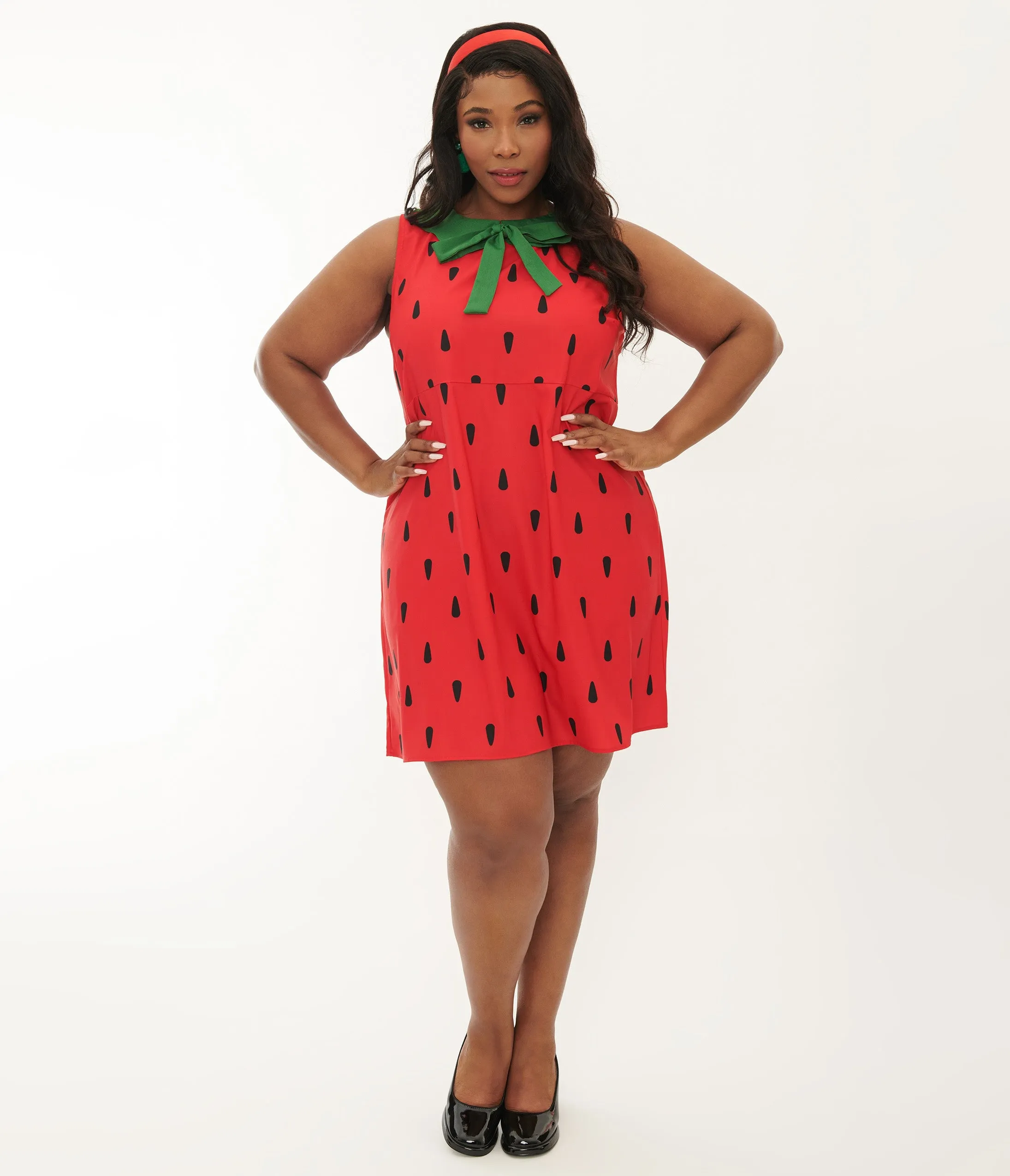 Red Green Strawberry Shift Dress Plus Size - Smak Parlour