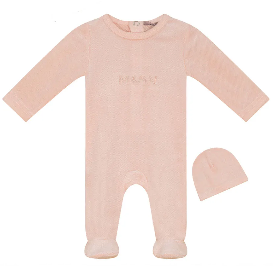 Light Pink Velour Stretchie and Hat Set