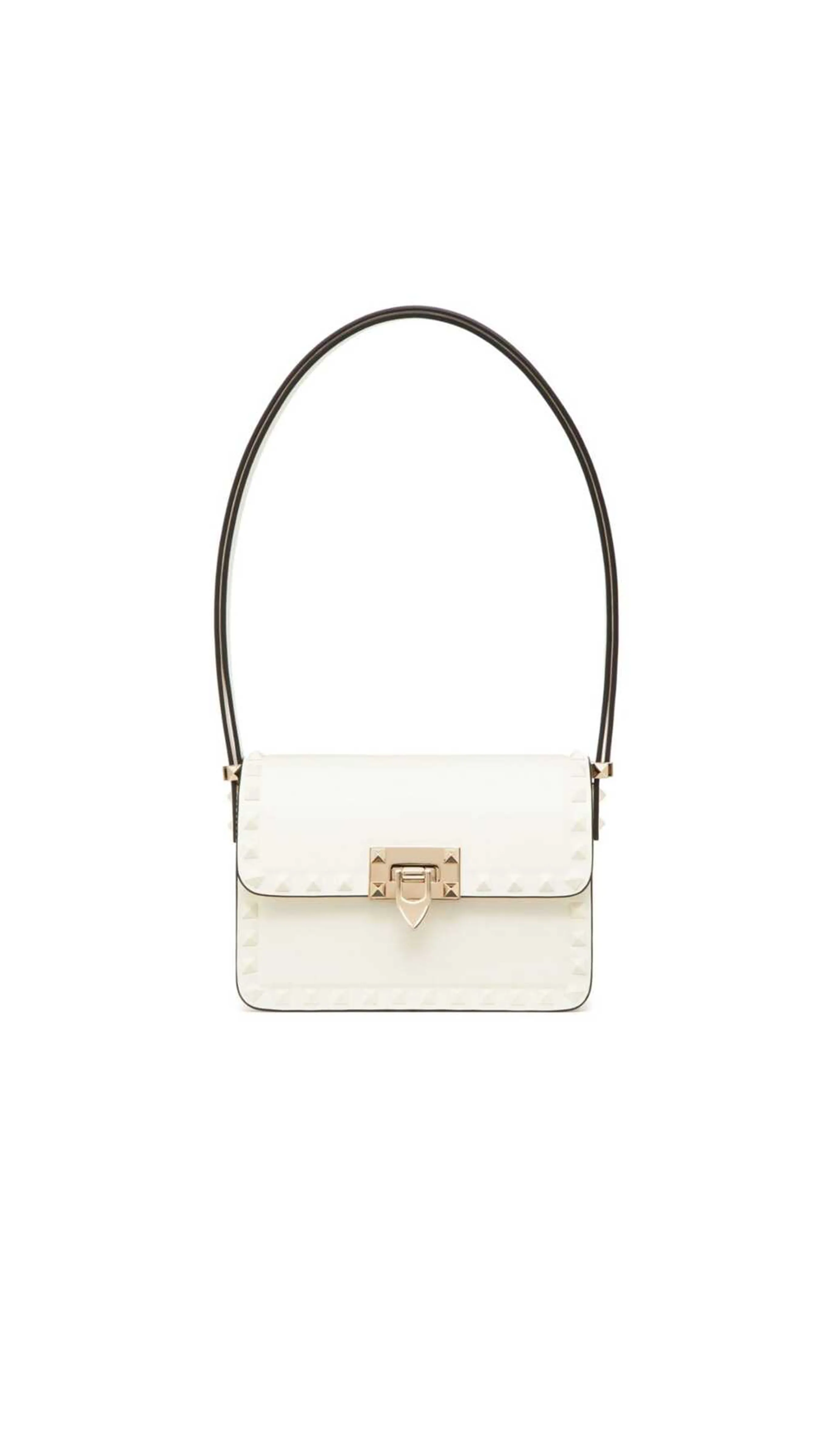 White Small Rockstud23 Smooth Calfskin Shoulder Bag