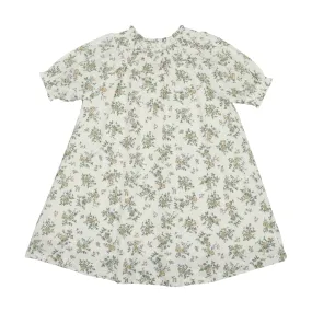 Smocked Floral Short Sleeve Dress | White