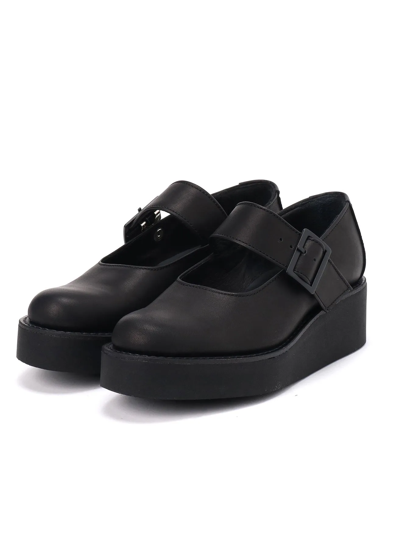 SOFT SMOOTH LEATHER PLATFORM STRAP SHOES