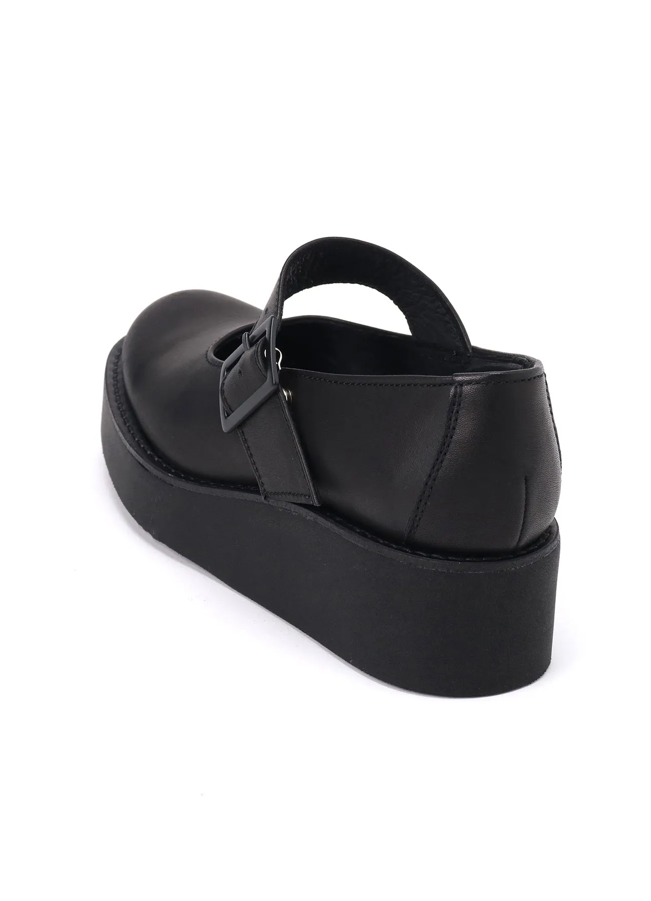 SOFT SMOOTH LEATHER PLATFORM STRAP SHOES