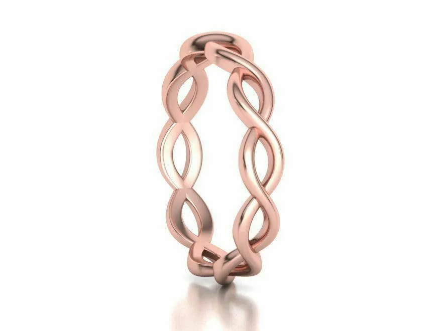 Solid Rose Gold Weave Band Ring - Simple Elegant Ladies Jewelry (CGR69R)