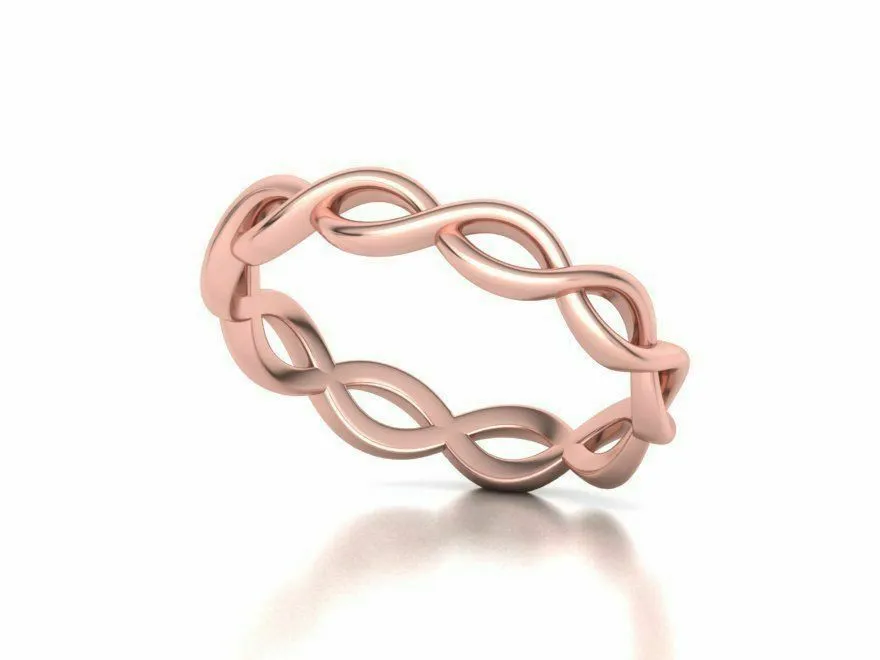 Solid Rose Gold Weave Band Ring - Simple Elegant Ladies Jewelry (CGR69R)