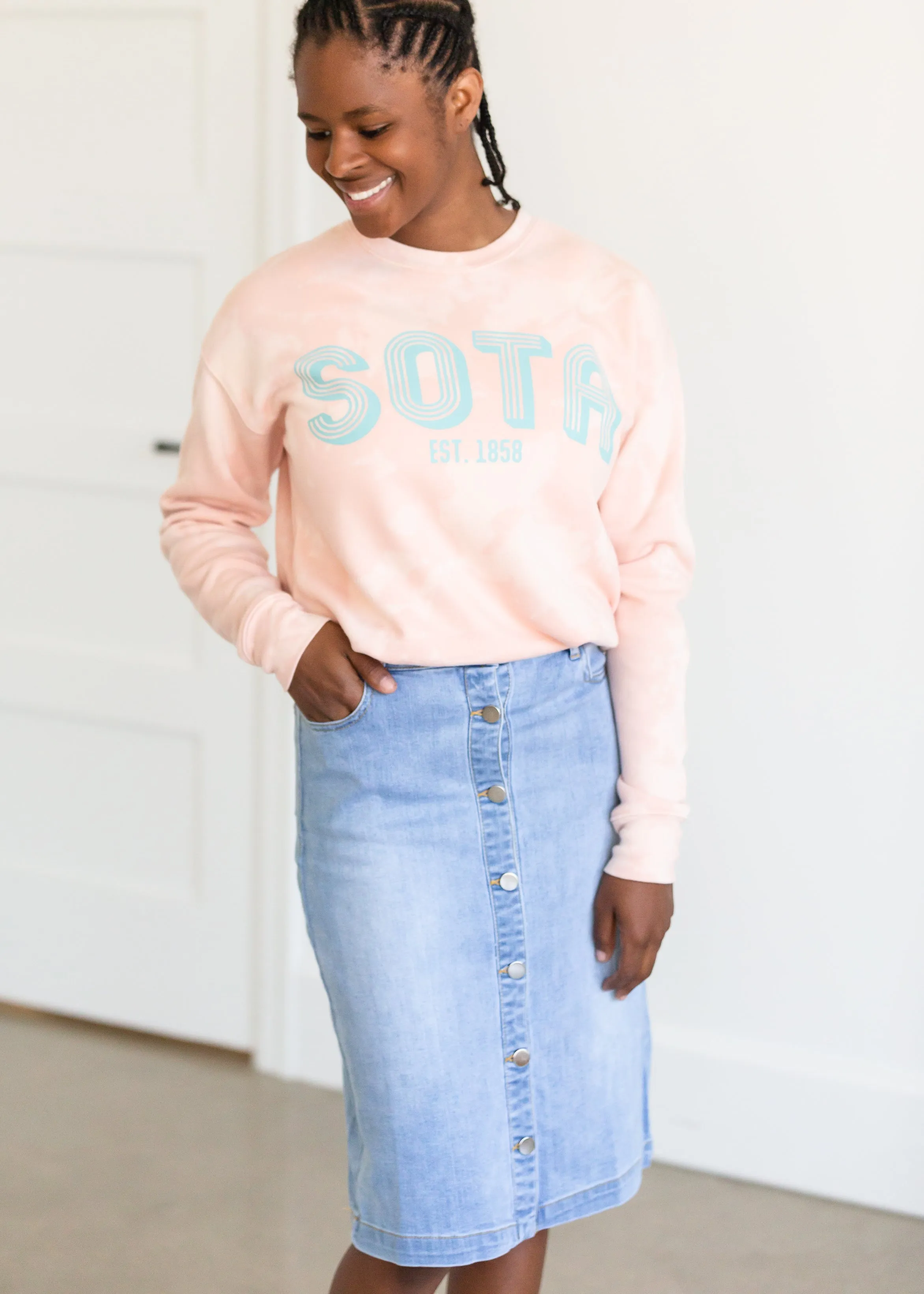 Sota Girl Blush Bleached Crewneck