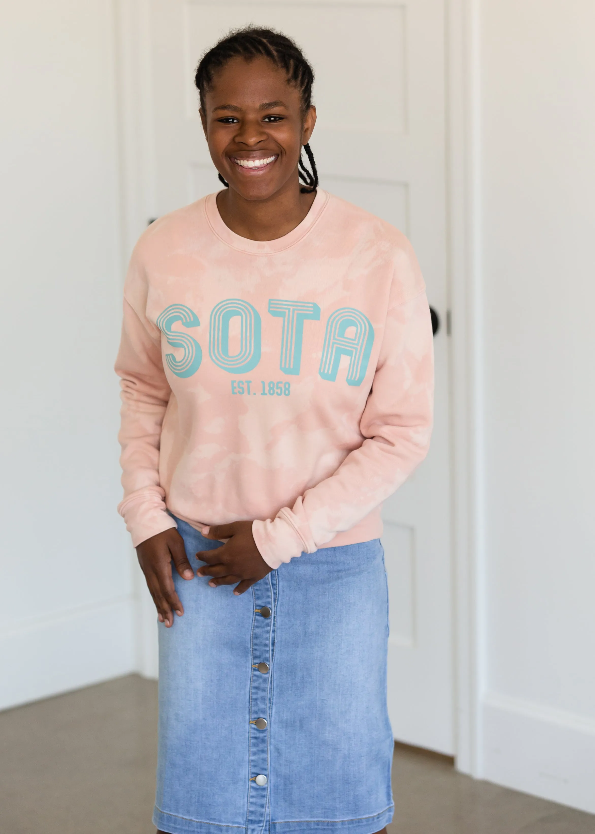 Sota Girl Blush Bleached Crewneck