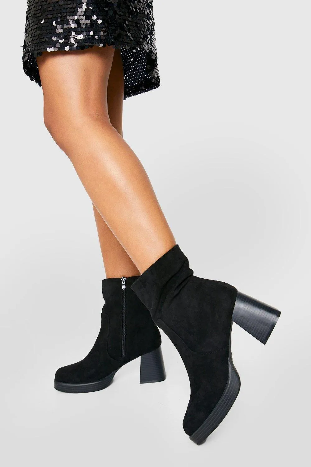 Stack Heel Platform Boots